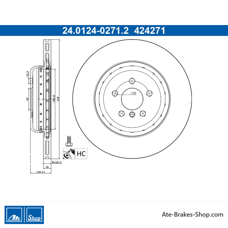 ATE Disco de freno original (24012402712) para BMW