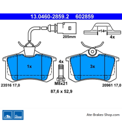 ATE pastillas de freno originales (13046028592) para Ford, Seat, Volkswagen (VW)