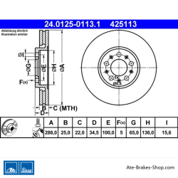 ATE Originele 2-delige remschijf (24012501131) voor Audi, Seat, Skoda, Volkswagen (VW)