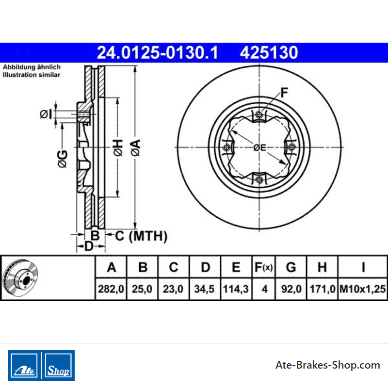 ATE Originale zweiteilige Bremsscheibe (24012501301) für Honda