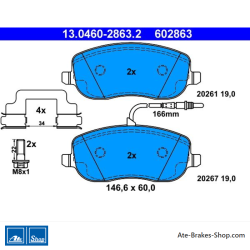 ATE plaquettes de frein d’origine (13046028632) pour Citroën, Fiat, Lancia, Peugeot
