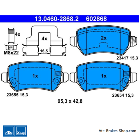 ATE plaquettes de frein d’origine (13046028682) pour Kia, Opel