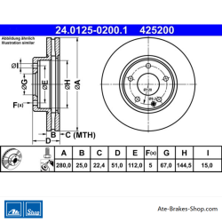 ATE Originale zweiteilige Bremsscheibe (24012502001) für Mercedes-Benz