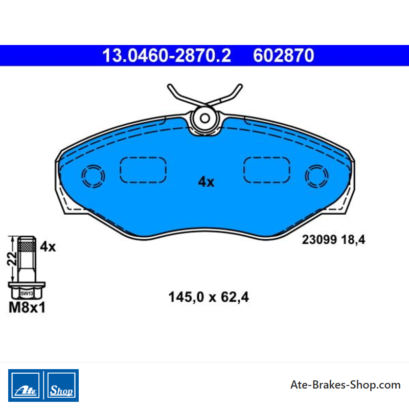 ATE plaquettes de frein d’origine (13046028702) pour Nissan, Opel et Renault