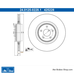 ATE Disco de freno original (24012502281) para Ford