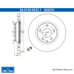 ATE Originale zweiteilige Bremsscheibe (24012502331) für Mazda