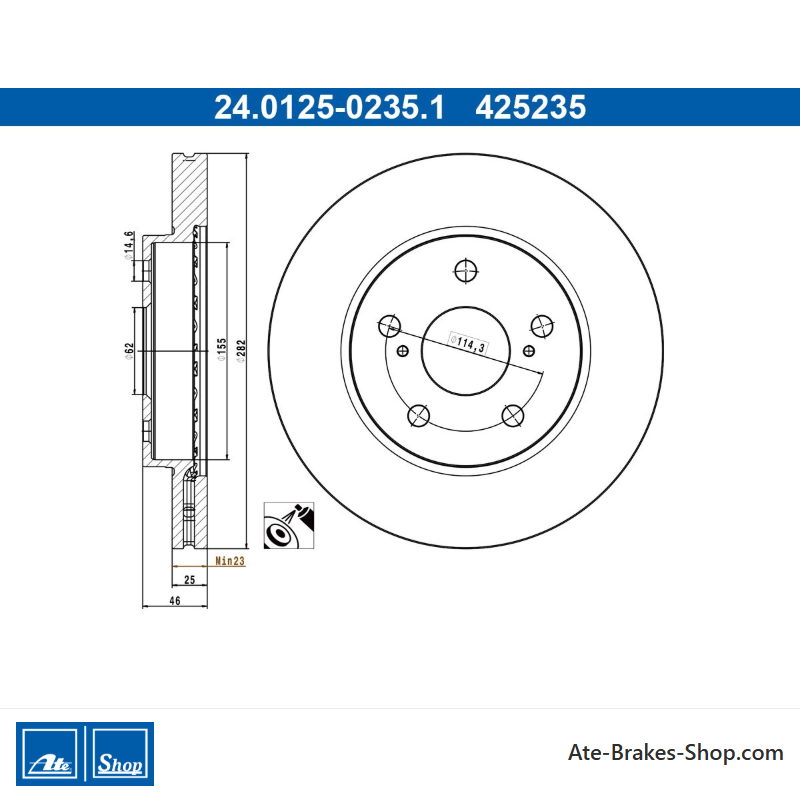 ATE Originale zweiteilige Bremsscheibe (24012502351) für Suzuki, Toyota