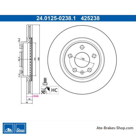 ATE Disque de frein original en 2 pièces (24012502381) pour Volvo