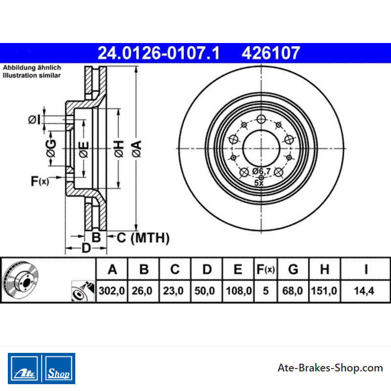 ATE Originale zweiteilige Bremsscheibe (24012601071) für Volvo