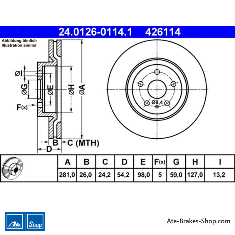 ATE Originale zweiteilige Bremsscheibe (24012601141) für den Lancia