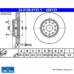 ATE Original 2 Pieces Brake Disk (24012601331) for Alfa Romeo, Lancia