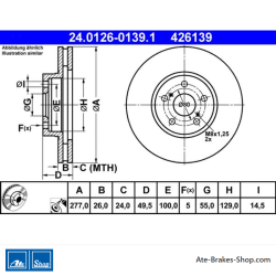 ATE Originale zweiteilige Bremsscheibe (24012601391) für Toyota