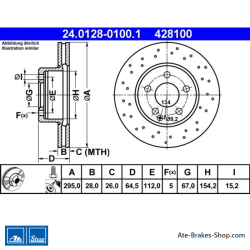 ATE Originele remschijf (24012801001) voor Mercedes-Benz