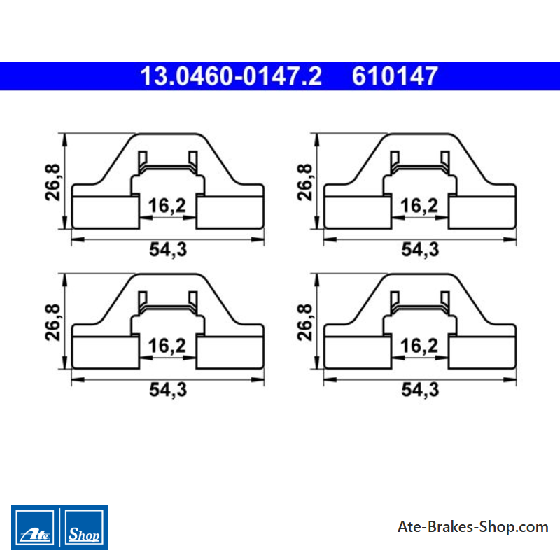 ATE Kit d’accessoires pour plaquettes de frein d’origine (13046001472) pour Citroën, Peugeot