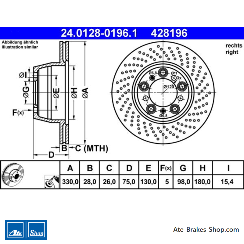 ATE Original Brake Disk (24012801961) for Porsche