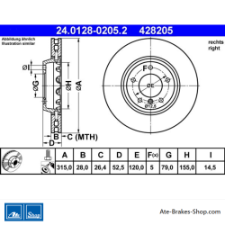 ATE Disco de freno original (24012802052) para BMW