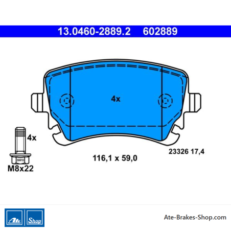 ATE originale Bremsbeläge (13046028892) für Audi