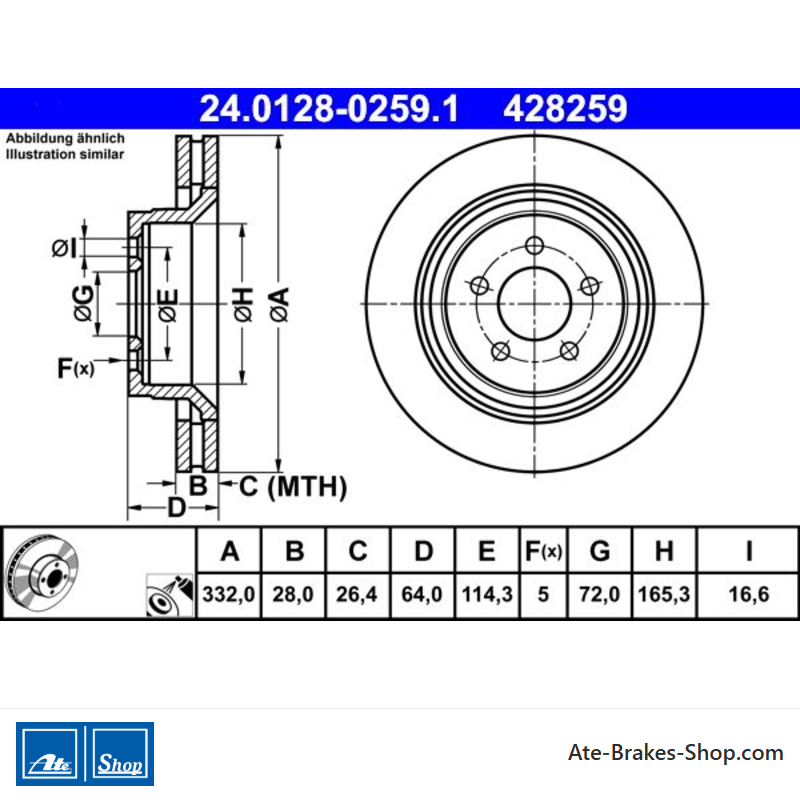 ATE Disco de freno original (24012802591) para Jeep